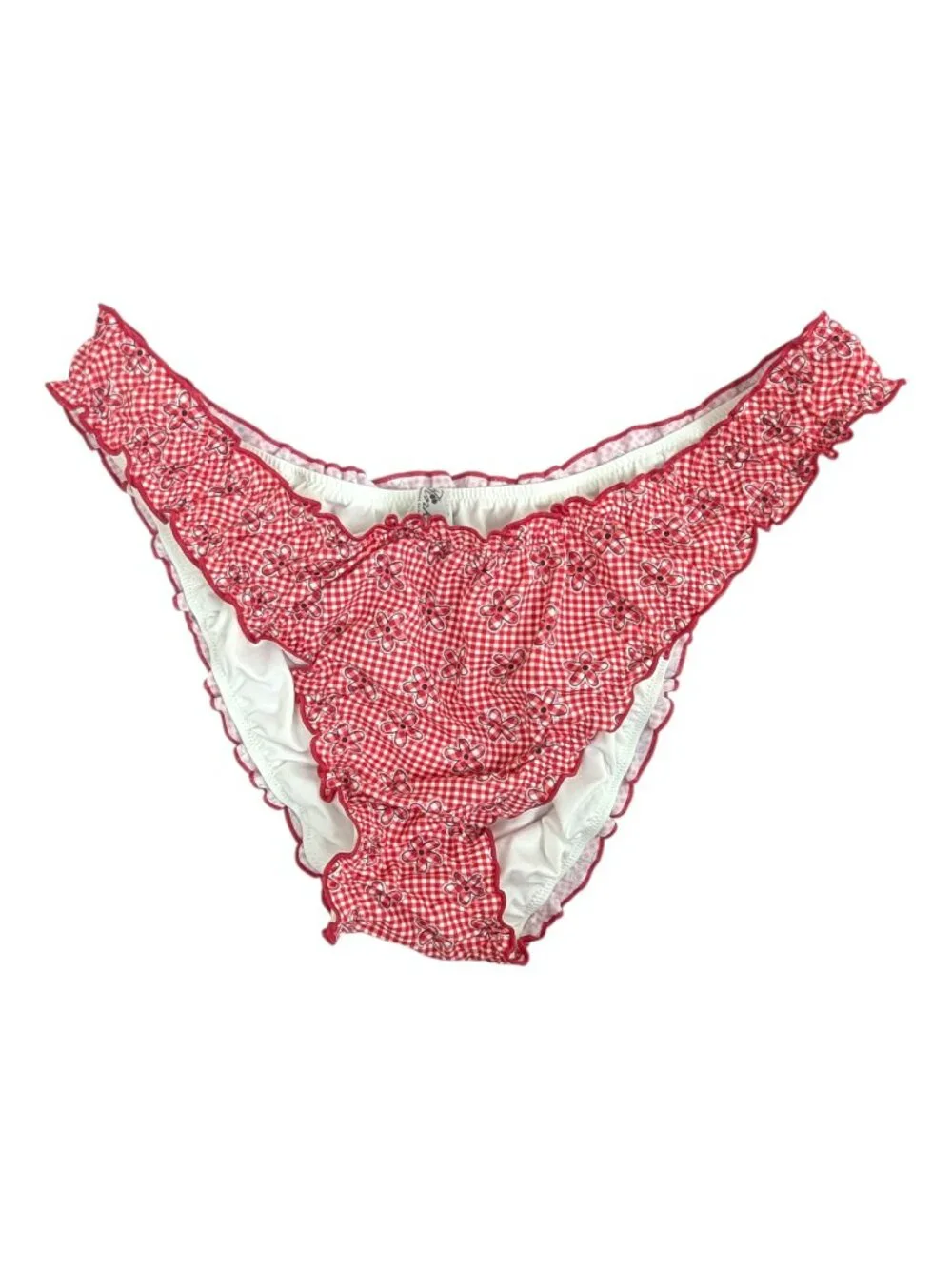 Pink by Frankie's Bikinis Bikini Bottom Hudson Ladybug Lane Red White Size XL